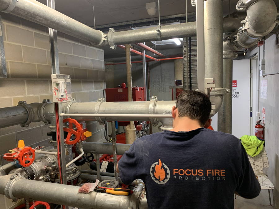 Fire Suppression System Being Serviced